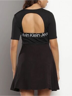 Calvin Klein Black Tennis Golf Pickleball Fit and Flare Dress